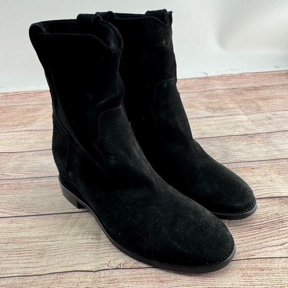 Twinset Hidden Wedge Suede Ankle Boots Sz 39/9 Black